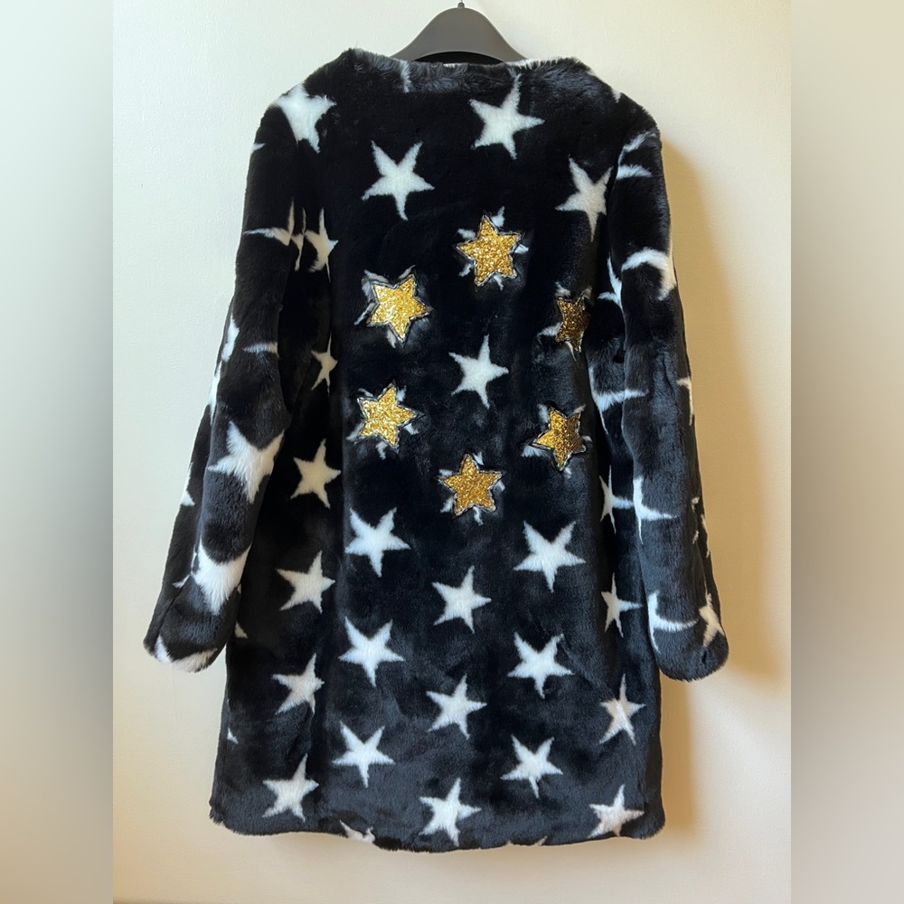 Star Beaded Faux Fur Coat by 5149 - Picture 7 of 9